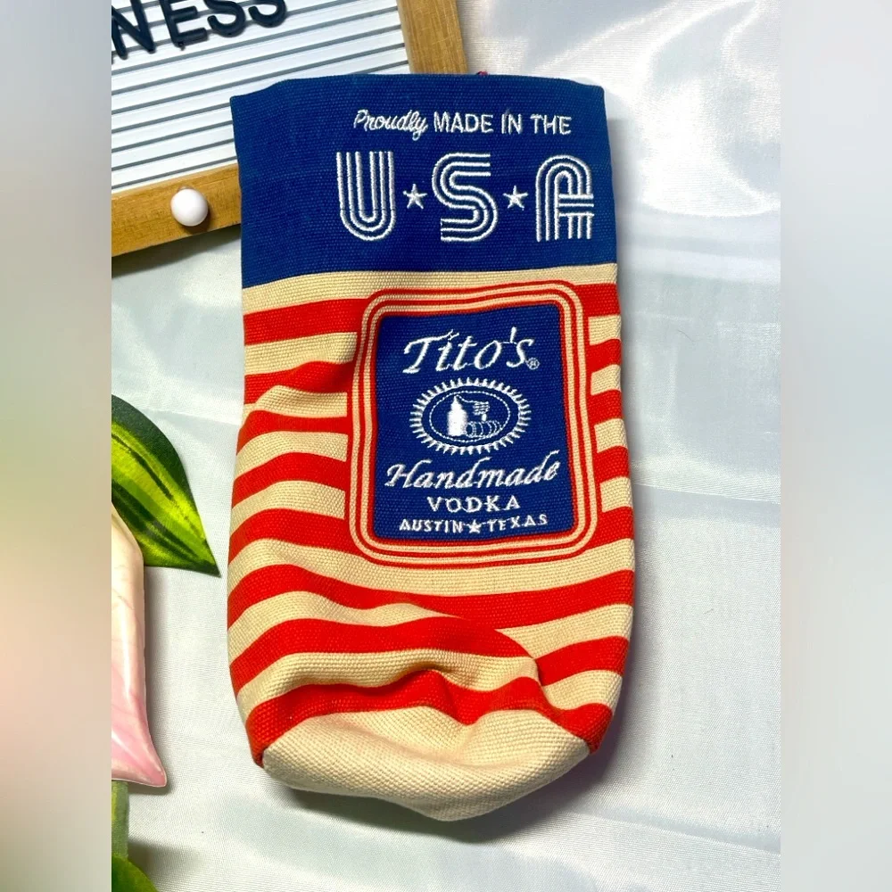 Tito’s Handmade Vodka Patriotic Bottle Bag USA Red White Blue NWOT